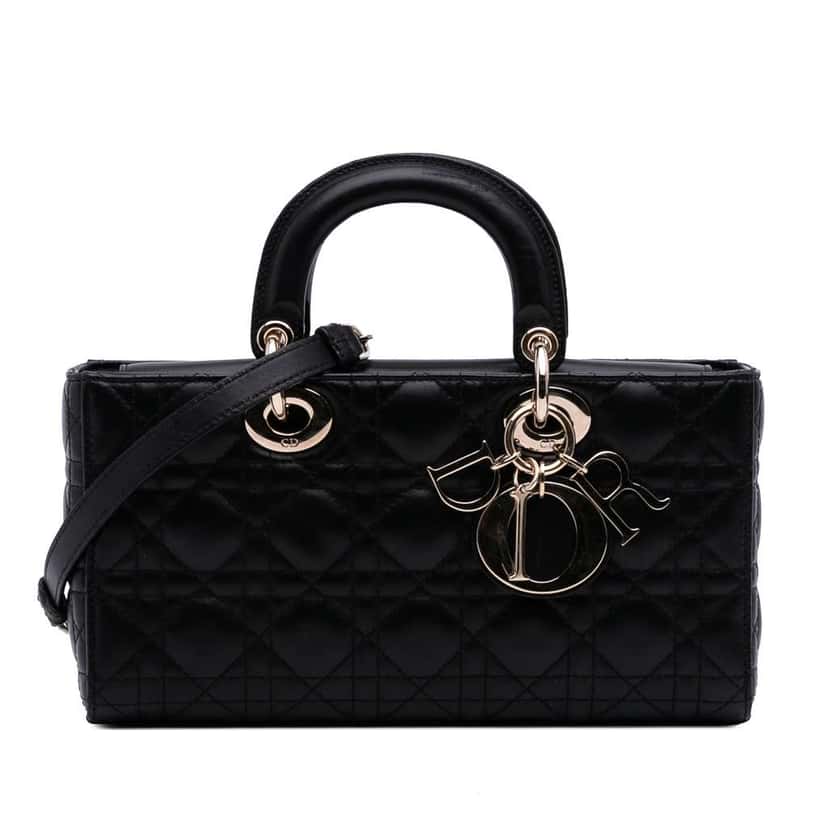 Dior Medium Lambskin Cannage Lady D Joy Black Leather Good condition - Front View