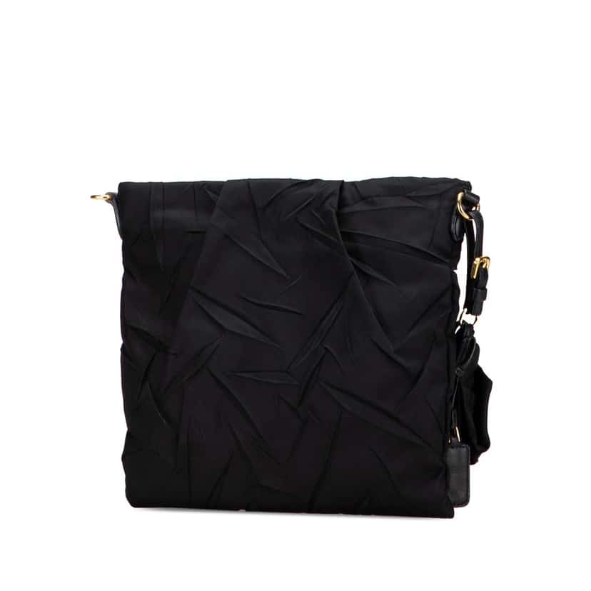 Prada Tessuto Stropicciato Tassel Crossbody Black Good condition - Back View