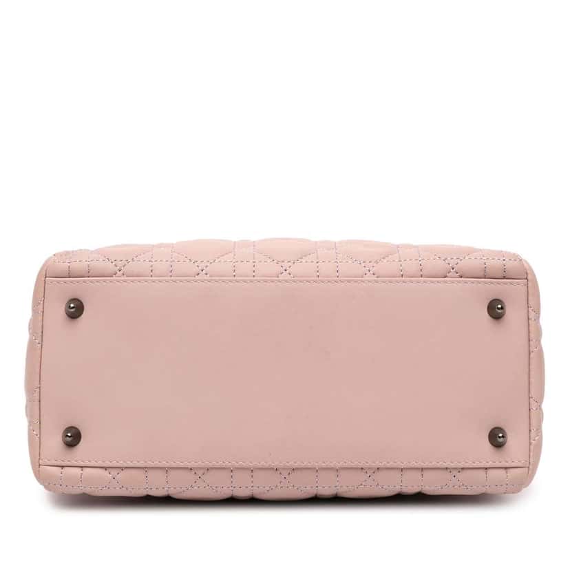 Dior Medium Lambskin Cannage Lady Dior Pink Leather Good condition - Inside View