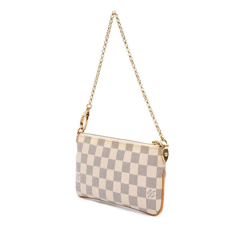 Louis Vuitton Damier Azur Pochette Milla MM White Canvas Good condition - Back View