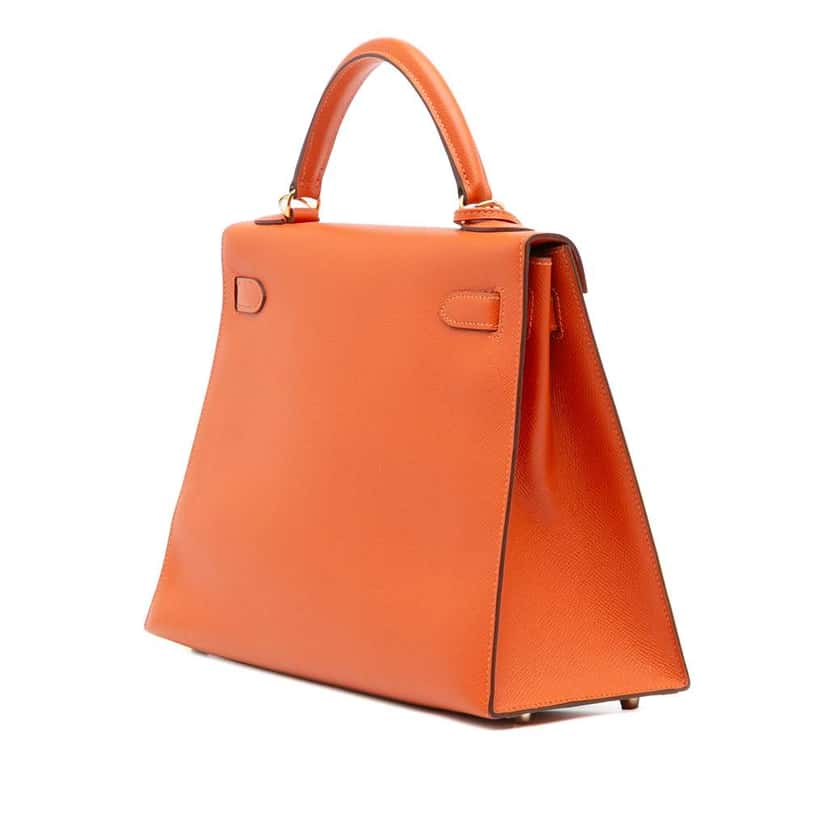 Hermès Epsom Kelly II Sellier 32 Orange Leather Good condition - Back View