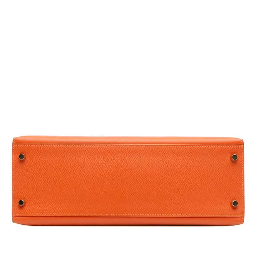 Hermès Epsom Kelly II Sellier 32 Orange Leather Good condition - Inside View