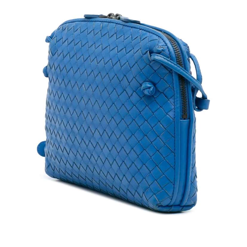 Bottega Veneta Nappa Intrecciato Nodini Crossbody Blue Leather Good condition - Back View