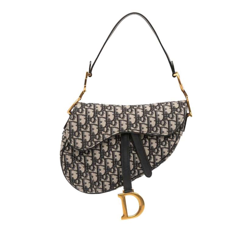 Dior Oblique Canvas Saddle Bag Blue Canvas Good condition - Front View
