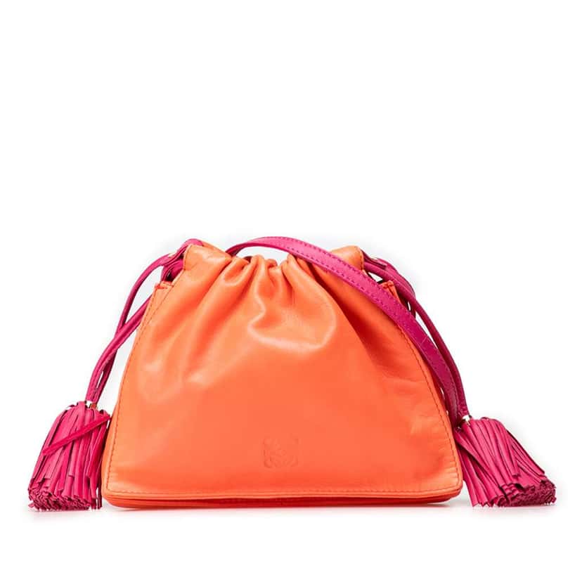 Loewe Mini Nappa Flamenco Tassel Crossbody Orange Leather Good condition - Front View