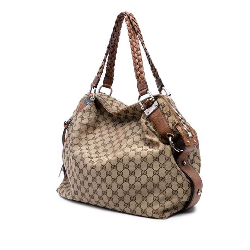 Gucci Large GG Canvas Bamboo Bar Tote Brown Canvas Good condition - Back View