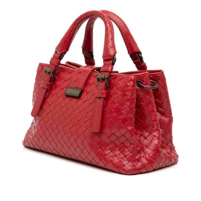 Bottega Veneta Mini Nappa Intrecciato Roma Satchel Red Leather Good condition - Back View