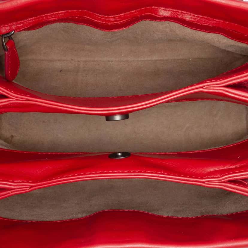Bottega Veneta Mini Nappa Intrecciato Roma Satchel Red Leather Good condition - Model View