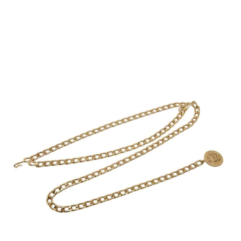 Chanel CC Gold Plated Logo Medallion Chain Link Belt Gold Metal Good condition - Back View