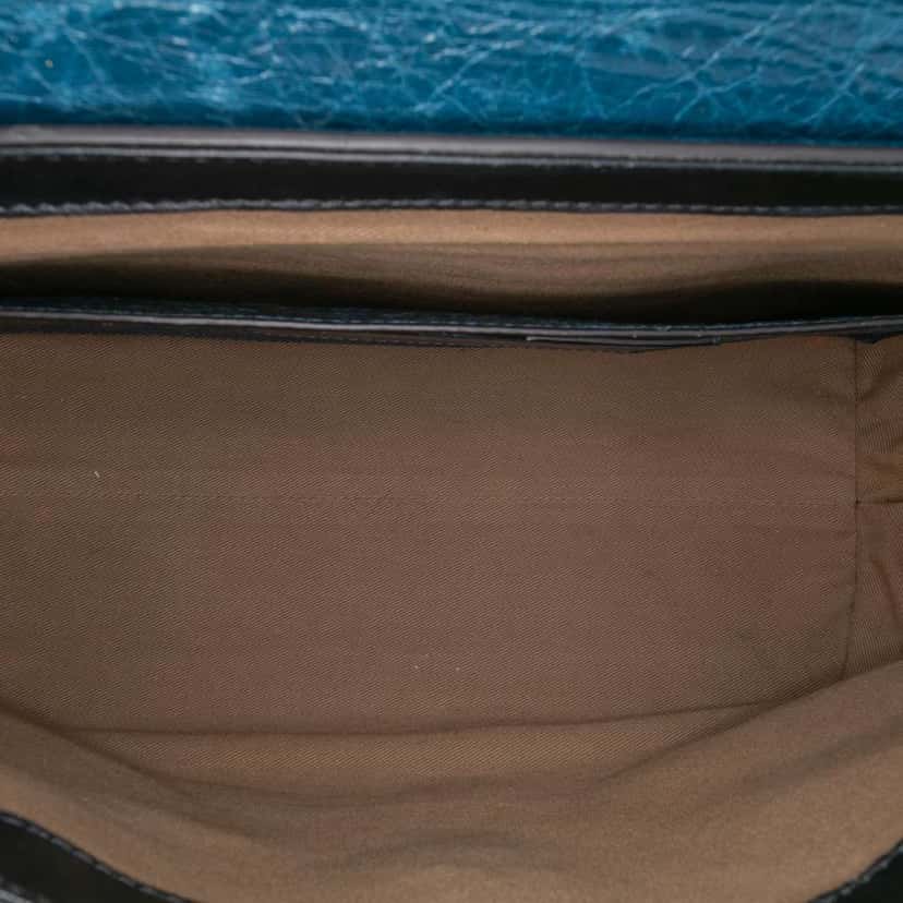 Givenchy Medium Crinkled Patent ID Satchel Blue Leather Good condition - Model View