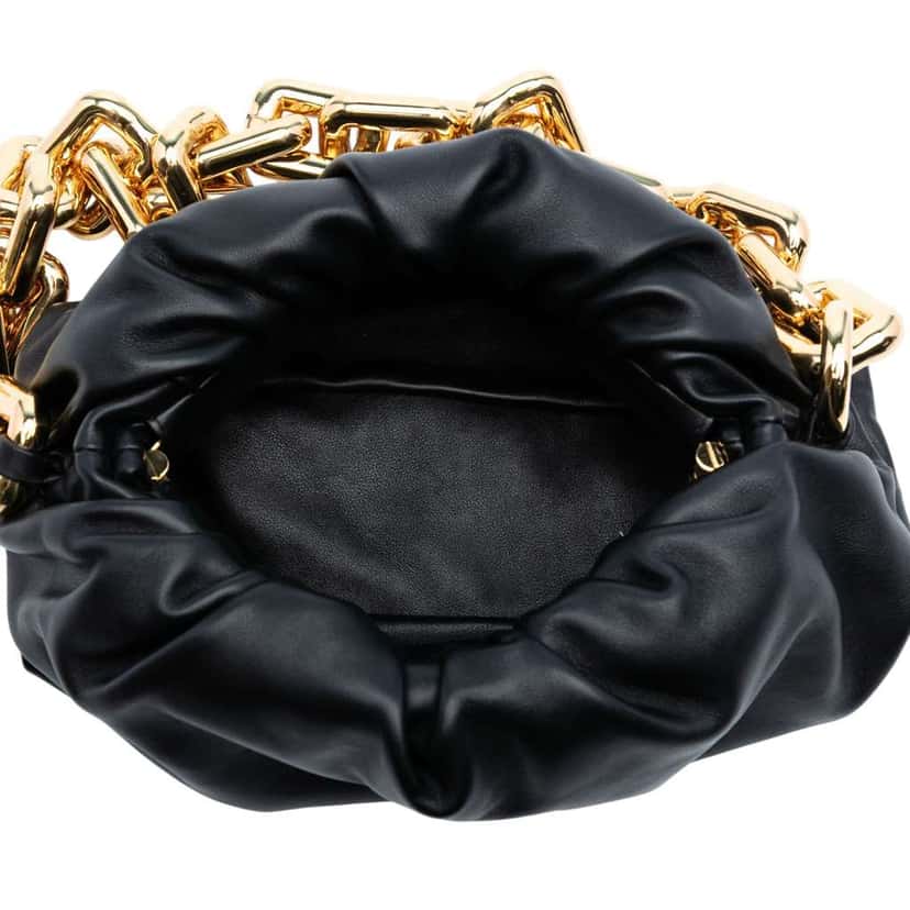 Bottega Veneta Small Lambskin Chain Pouch Black Leather Good condition - Model View