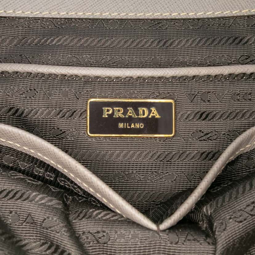 Prada Large Saffiano Lux Galleria Double Zip Satchel Grey Leather Good condition - Box View