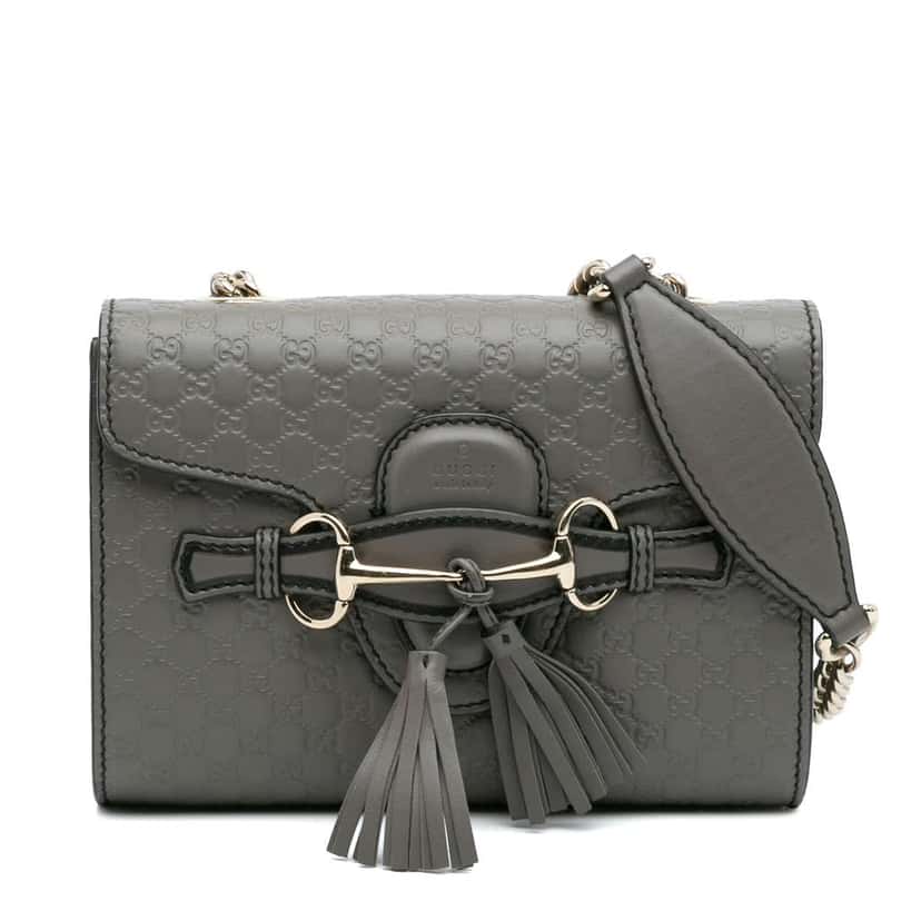 Gucci Mini Microguccissima Emily Crossbody Grey Leather Good condition - Front View