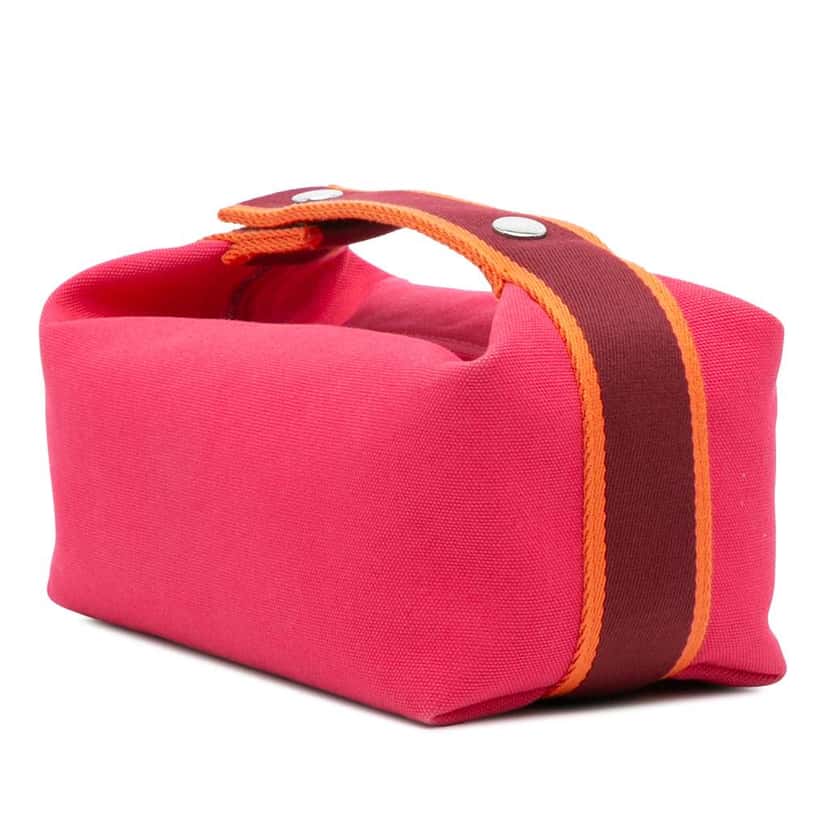 Hermès Small Canvas Bride A Brac Case Pink Canvas Good condition - Back View
