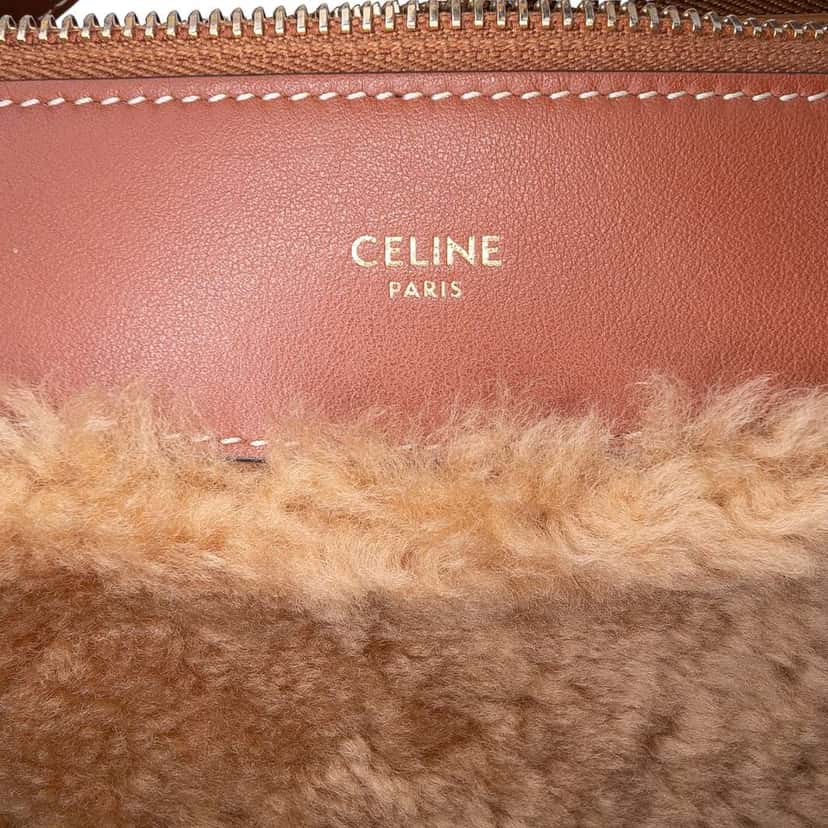 Celine Shearling and Leather Romy Shoulder Bag Brown Good condition - Box View
