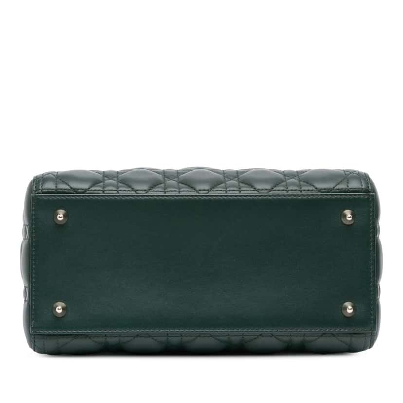 Dior Medium Lambskin Cannage Lady Dior Green Leather Good condition - Inside View