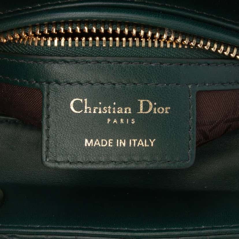 Dior Medium Lambskin Cannage Lady Dior Green Leather Good condition - Box View