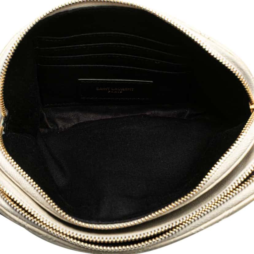 Saint Laurent Mini Quilted Lambskin Becky Double Zip Crossbody White Leather Good condition - Model View