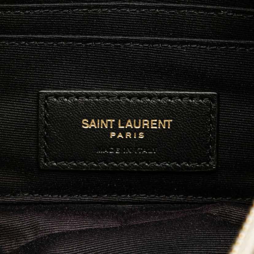 Saint Laurent Mini Quilted Lambskin Becky Double Zip Crossbody White Leather Good condition - Box View