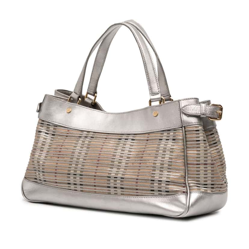 Burberry Haymarket Check Coated Canvas Ravensdon Handbag Silver Canvas Very good condition - Back View