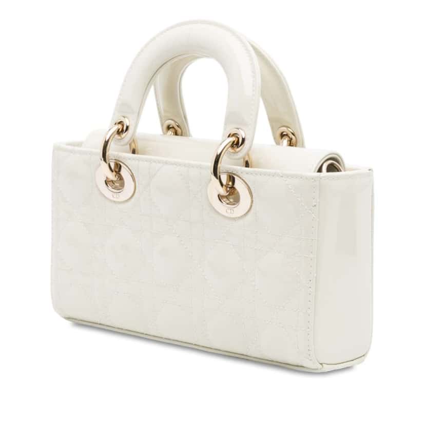 Dior Small Patent Cannage Lady D Joy White Leather Very good condition - Back View