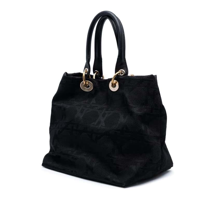 Dior Canvas Cannage Lady Dior Soft Shopping Tote Black Canvas Good condition - Back View