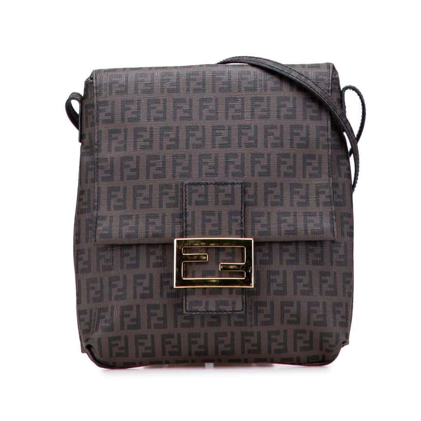 Fendi Zucchino Spalmati Crossbody Brown Canvas Very good condition - Front View