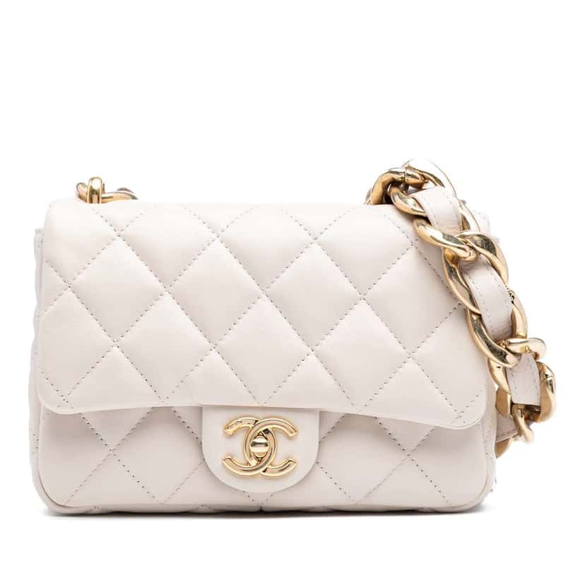 Chanel Small Quilted Lambskin Funky Town Flap Brown Leather Good condition - Front View