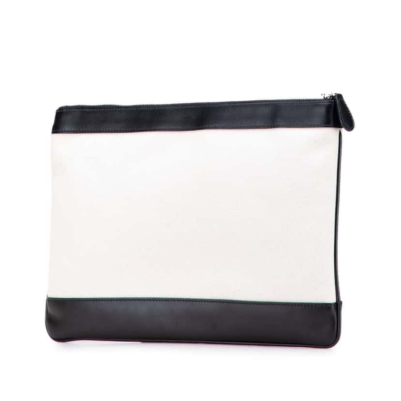 Balenciaga M Canvas Navy Clip Clutch White Canvas Good condition - Back View