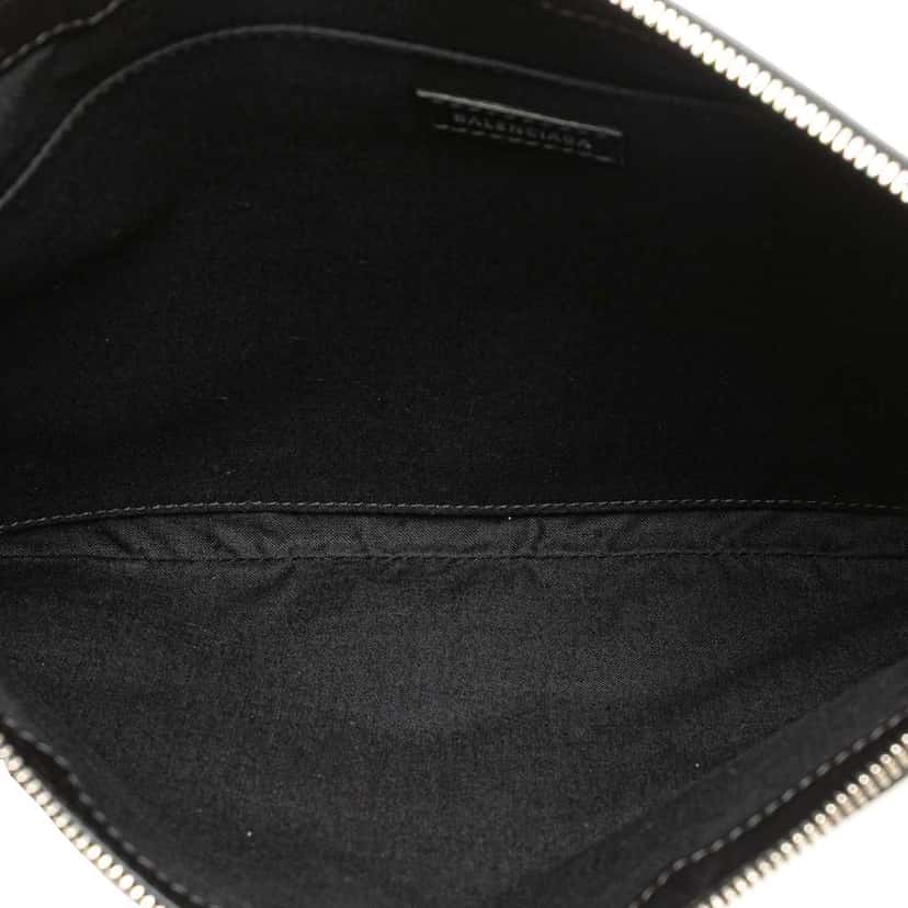 Balenciaga M Canvas Navy Clip Clutch White Canvas Good condition - Model View