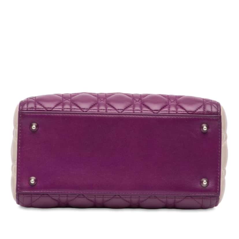 Dior Medium Tricolor Lambskin Cannage Lady Dior Purple Leather Good condition - Inside View