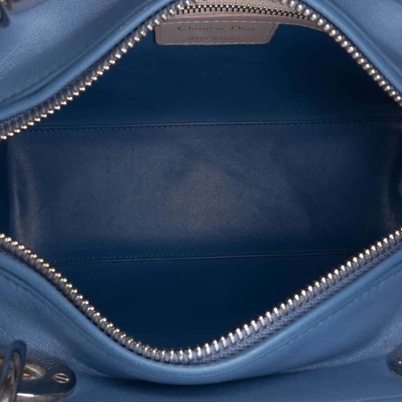 Dior Medium Tricolor Lambskin Cannage Lady Dior Purple Leather Good condition - Model View