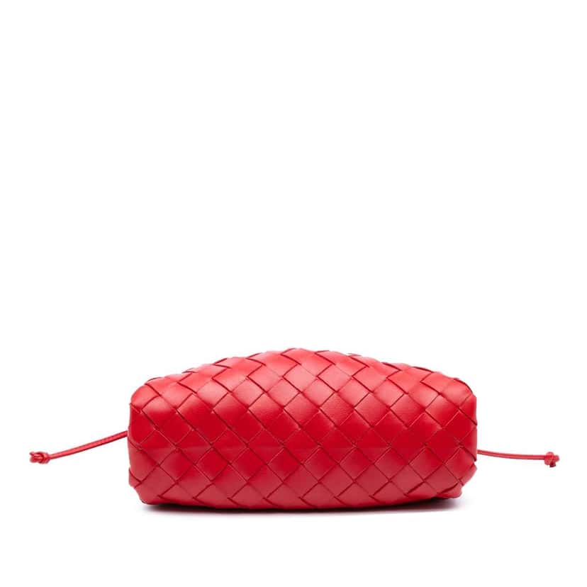 Bottega Veneta Nappa Intrecciato The Mini Pouch Crossbody Red Leather Good condition - Inside View