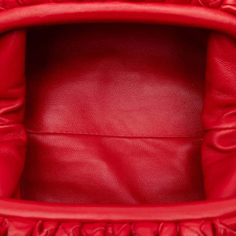 Bottega Veneta Nappa Intrecciato The Mini Pouch Crossbody Red Leather Good condition - Model View