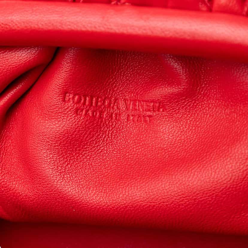 Bottega Veneta Nappa Intrecciato The Mini Pouch Crossbody Red Leather Good condition - Box View