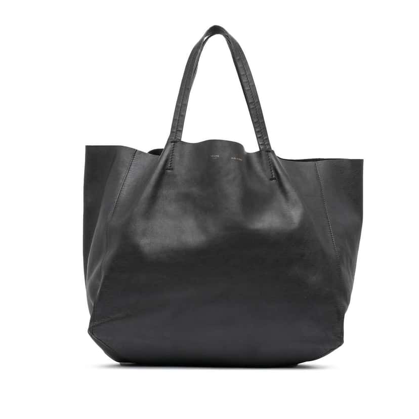 Celine Lambskin Horizontal Cabas Tote Black Leather Good condition - Front View