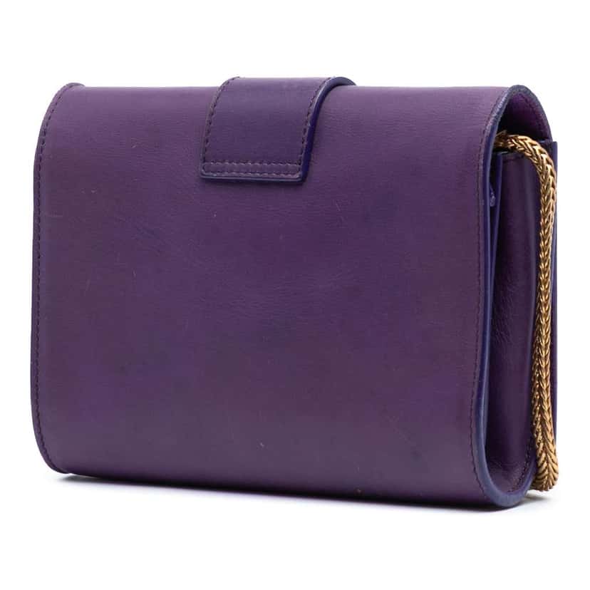 Saint Laurent Mini Leather Chyc Ligne Crossbody Purple Leather Good condition - Back View