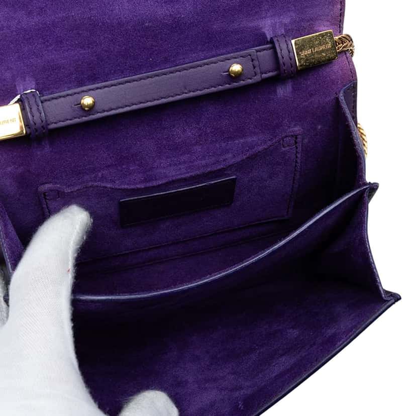 Saint Laurent Mini Leather Chyc Ligne Crossbody Purple Leather Good condition - Model View