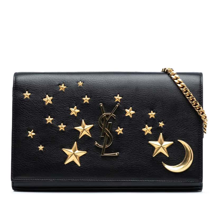 Saint Laurent Leather Moon and Star Monogram Kate Wallet On Chain Black Leather Good condition - Front View