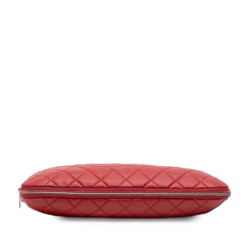 Chanel Quilted Caviar Expandable Zip Tote Red Leather Good condition - Inside View