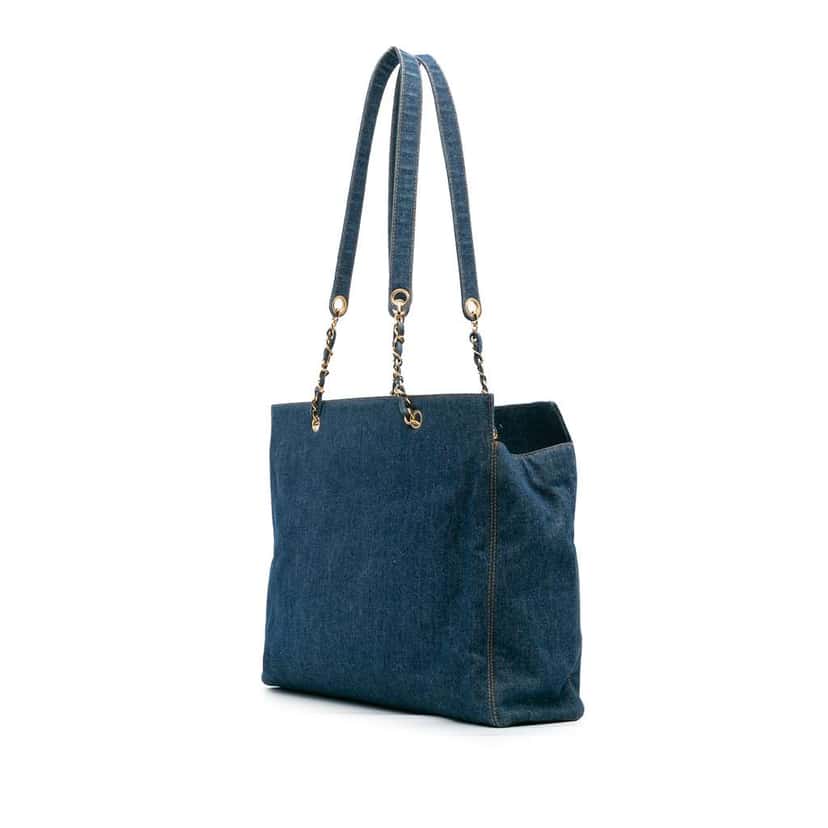 Chanel CC Denim Chain Tote Blue Denim Very good condition - Back View