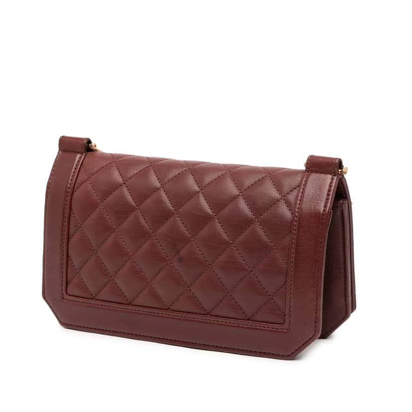 Chanel Small CC Quilted Calfskin Single Flap Red Leather Good condition - Back View
