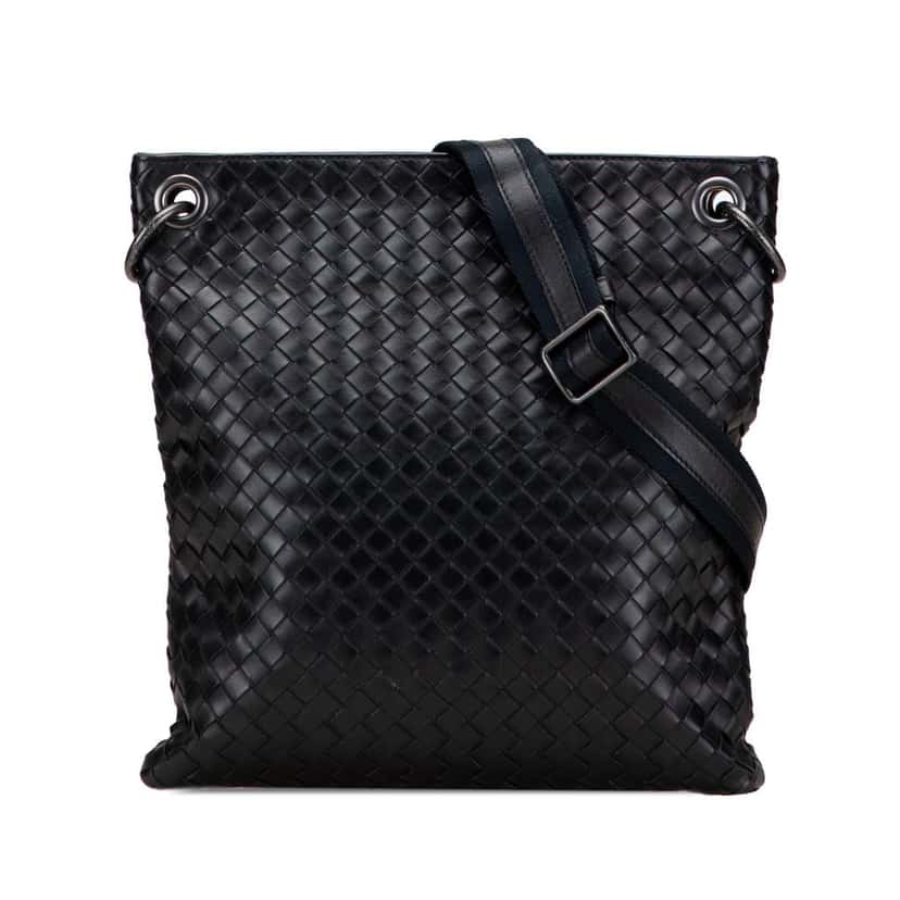 Bottega Veneta Nappa Intrecciato Crossbody Black Leather Good condition - Front View