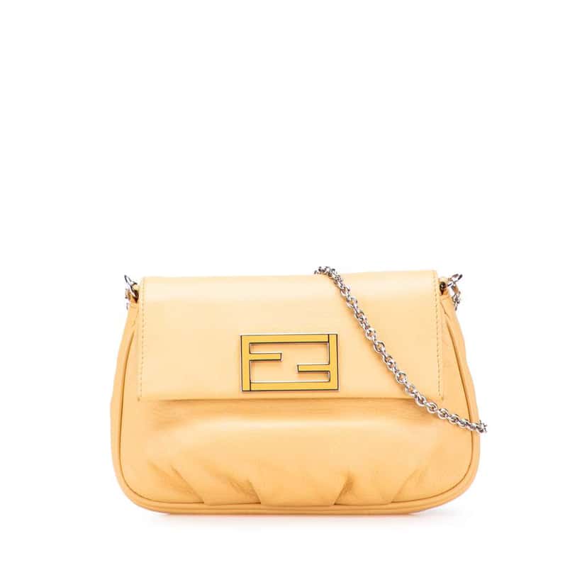 Fendi Leather Fendista Pochette Crossbody Yellow Leather Good condition - Front View