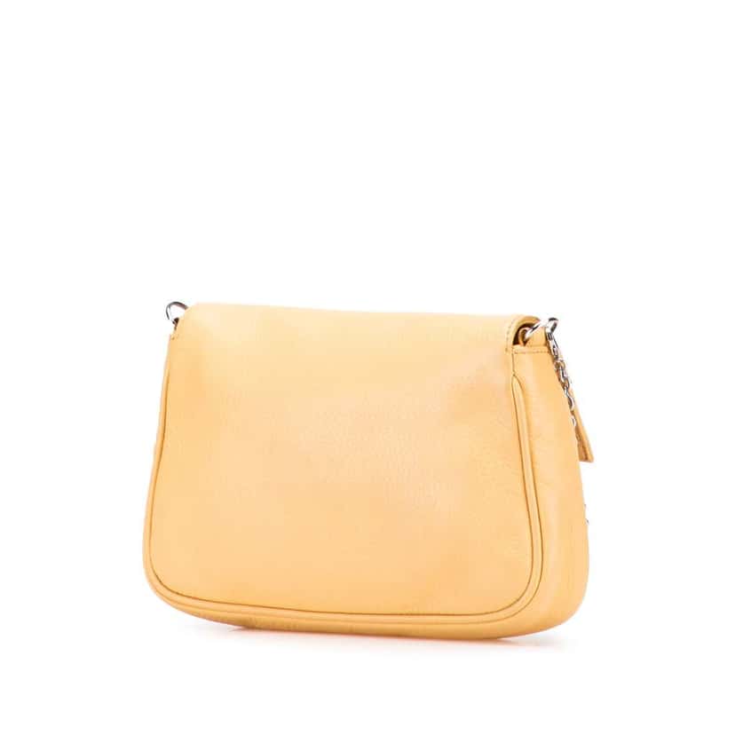Fendi Leather Fendista Pochette Crossbody Yellow Leather Good condition - Back View