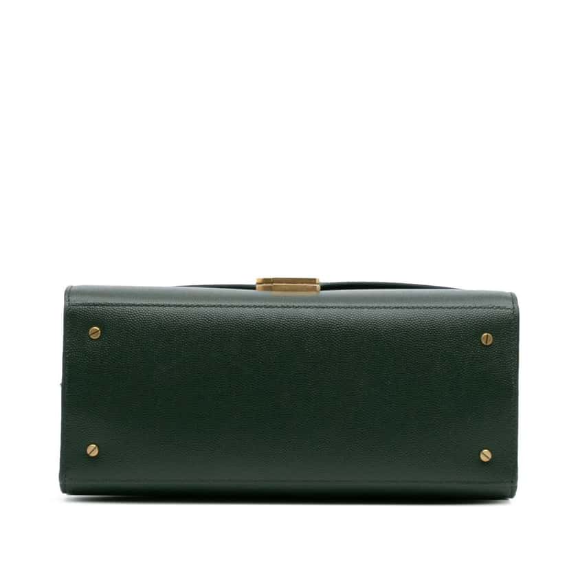 Saint Laurent Medium Grain de Poudre Classic Monogram Cassandra Top Handle Bag Green Leather Good condition - Inside View