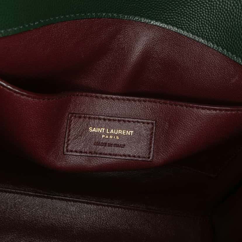 Saint Laurent Medium Grain de Poudre Classic Monogram Cassandra Top Handle Bag Green Leather Good condition - Box View