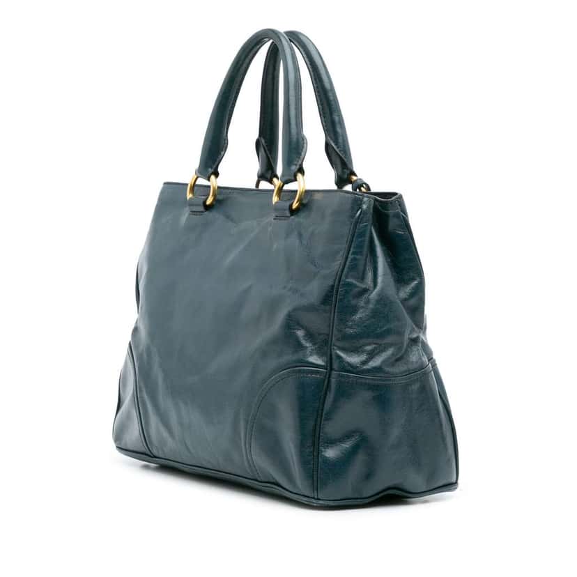 Prada Vitello Shine Satchel Blue Leather Good condition - Back View