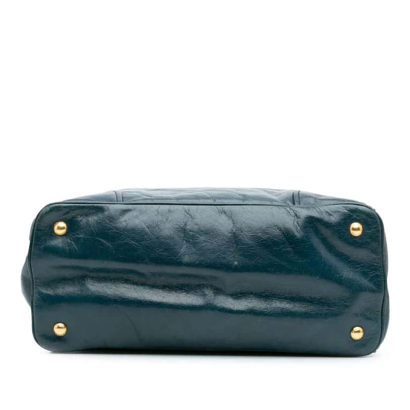 Prada Vitello Shine Satchel Blue Leather Good condition - Inside View