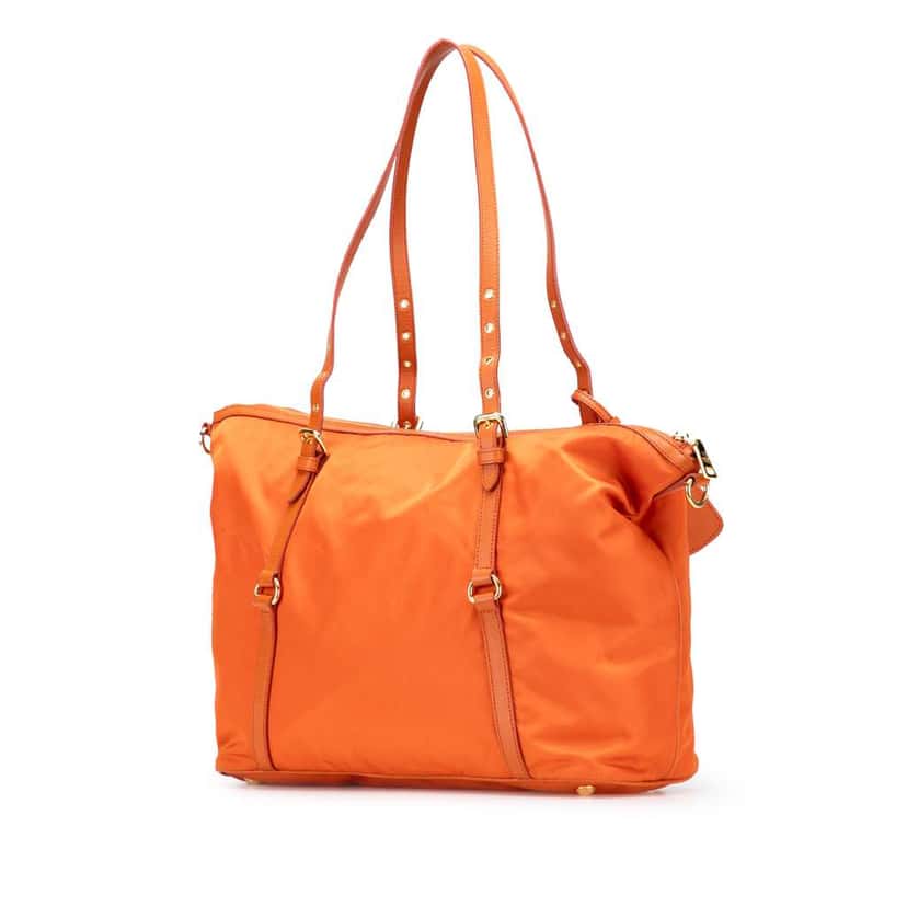 Prada Saffiano Trimmed Tessuto Satchel Orange Good condition - Back View